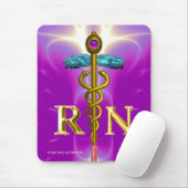 金ゴールドカデウス登録ナースシンボルピンク明るい赤紫色 マウスパッド (マウス)