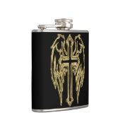 金ゴールドカトリックの羽の付いた十字架 フラスク (右)