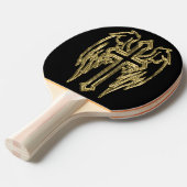 金ゴールドカトリックの羽の付いた十字架 卓球ラケット (正面アングル)