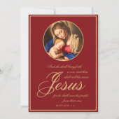 金ゴールドカトリックマドンナ&チャイルドフォトクリスマス シーズンカード (正面)