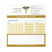 金ゴールドカドゥセウスブラックウィングスメディカルアポイントメント ノートパッド (正面)