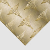 金ゴールドカドゥセウス医師医学的シンボルパターン 薄葉紙 (詳細)