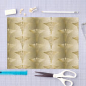 金ゴールドカドゥセウス医師医学的シンボルパターン 薄葉紙 (クラフト)