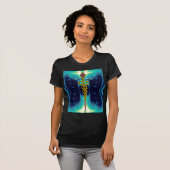 金ゴールドカドゥセウス医療シンボル、ティール(緑がかった色)ターコイズブルー Tシャツ (正面フル)