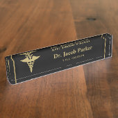 金ゴールドカドゥセウス医療 デスクネームプレート (側面)