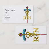 金ゴールドカドゥセウス登録ナースシンボルホワイトパール 名刺 (正面/裏面)