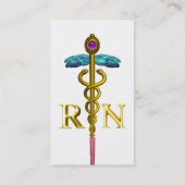 金ゴールドカドゥセウス登録ナースシンボルホワイトパール 名刺 (裏面)