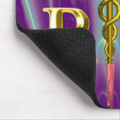 金ゴールドカドゥセウス登録ナース記号パープルグリーン マウスパッド (コーナー)