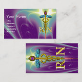 金ゴールドカドゥセウス登録ナース記号パープルグリーン 名刺 (正面/裏面)