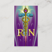 金ゴールドカドゥセウス登録ナース記号パープルグリーン 名刺 (裏面)