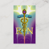 金ゴールドカドゥセウス登録ナース記号パープルグリーン 名刺 (裏面)