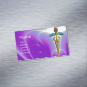 金ゴールドカドゥセウス記号/紫明るい赤紫色 マグネット名刺 (インサイチュ)