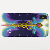 金ゴールドカドゥセウス・モノグラム Case-Mate iPhoneケース (裏面(横))