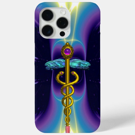 金ゴールドカドゥセウス・モノグラム Case-Mate iPhoneケース (裏面)