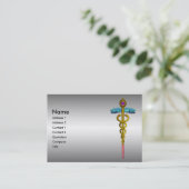 金ゴールドカドゥセウス、医学的シンボル金属効果 名刺 (スタンド正面)