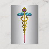 金ゴールドカドゥセウス、医学的シンボル金属効果 名刺 (裏面)