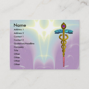 金ゴールドカドゥセウス、医師、医療サービスパープルティール（緑がかった色） 名刺