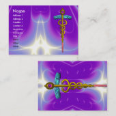 金ゴールドカドゥセウス、医師、医療サービス明るい紫 名刺 (正面/裏面)