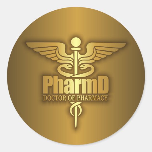 金ゴールドカドゥセウス(PharmD) ラウンドシール (正面)