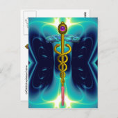 金ゴールドカドゥーセウス医療シンボルブルーターコイズ ポストカード (正面/裏面)