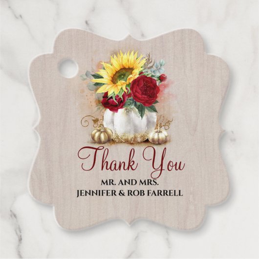 金ゴールドカボキンブルゴーニュバラとヒマワリ結婚ズ フェイバータグ (正面)