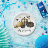 金ゴールドカボチャでハロウィン不気味に ペーパープレート (パーティー)