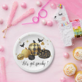 金ゴールドカボチャでハロウィン不気味に ペーパープレート (パーティー)