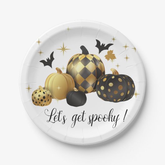 金ゴールドカボチャでハロウィン不気味に ペーパープレート (正面)
