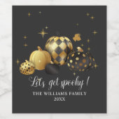 金ゴールドカボチャでハロウィン不気味に ワインラベル (シングルラベル)