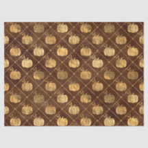 金ゴールドカボチャと茶色の秋のデコパージュ