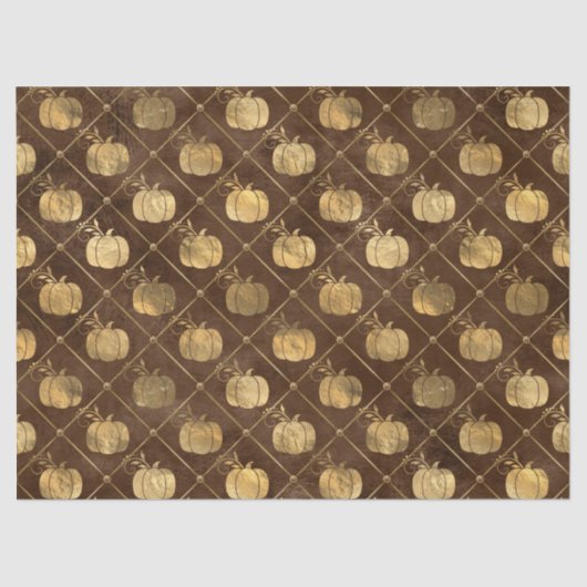 金ゴールドカボチャと茶色の秋のデコパージュ 薄葉紙 (正面)