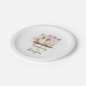 金ゴールドカボチャと赤面ピンク花瓶秋 ペーパープレート (アングル)