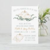 金ゴールドカボチャツインベビーシャワー招待状 招待状 (スタンド正面)