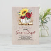金ゴールドカボチャフローラ花瓶素朴秋ベビーシャワー 招待状 (スタンド正面)