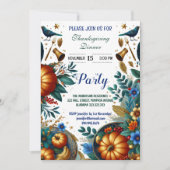 金ゴールドカボチャ植物感謝祭ディナーパーティー 招待状 (正面)