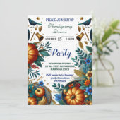 金ゴールドカボチャ植物感謝祭ディナーパーティー 招待状 (スタンド正面)
