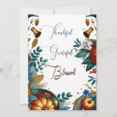 金ゴールドカボチャ植物感謝祭ディナーパーティー 招待状 (裏面)