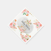 金ゴールドカボチャ秋ピンクフローラ赤ちゃんシャワー スタンダードカクテルナプキン (角)