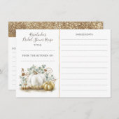 金ゴールドカボチャ秋ブライダルシャワーレシピ エンクロージャーカード (正面/裏面)