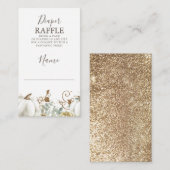 金ゴールドカボチャ秋ベビシャワーおむつラッフル エンクロージャーカード (正面/裏面)