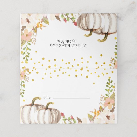 金ゴールドカボチャ赤ちゃんシャワー座席表 プレイスカード (外部開封)