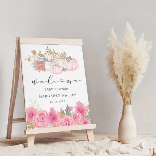 金ゴールドカボチャ赤ちゃんシャワー歓迎ポスター ポスター