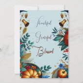 金ゴールドカボチャ青い鳥の感謝祭ディナーパーティー 招待状 (裏面)