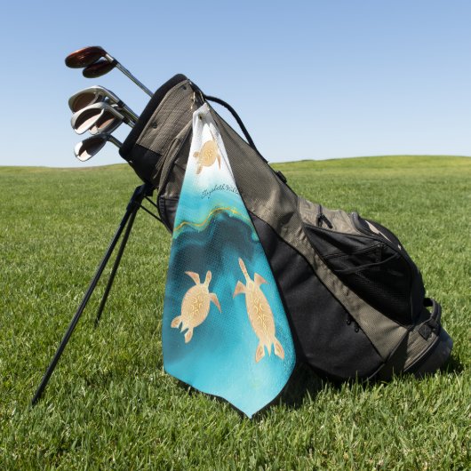 金ゴールドカメティール（緑がかった色）インクモノグラムビーチ ゴルフタオル (グリーン)