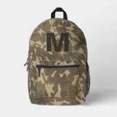金ゴールドカモフラージュグリッターアウトドアシーブラウンモノグラム プリントバックパック (正面)
