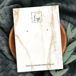 金ゴールドカラカッタ大理石スタッドイヤリングディスプレイカード 名刺