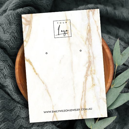 金ゴールドカラカッタ大理石スタッドイヤリングディスプレイカード 名刺