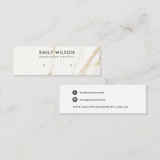 金ゴールドカラカッタ大理石テクスチャスタッドイヤリングディスプレイ スキニー名刺 (正面/裏面)