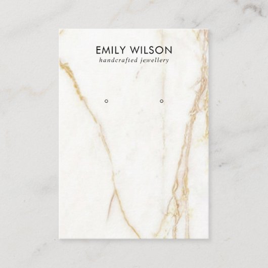 金ゴールドカラカッタ大理石テクスチャスタッドイヤリングディスプレイ 名刺 (正面)