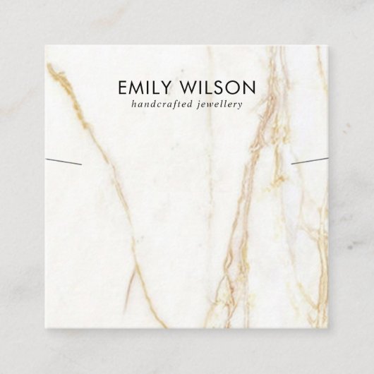 金ゴールドカラカッタ大理石ネックレスブレスレットディスプレイ スクエア名刺 (正面)